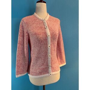 White + Warren Cardigan Sweater Snap Close 3/4 Sleeve XS S Cotton Blend